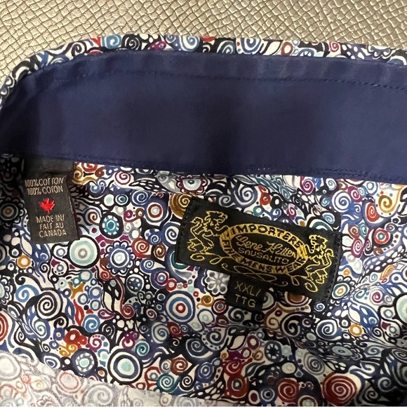 Gene Hiller saulsalito men’s floral colorful flip cuff button front shirt XXL - Picture 2 of 3